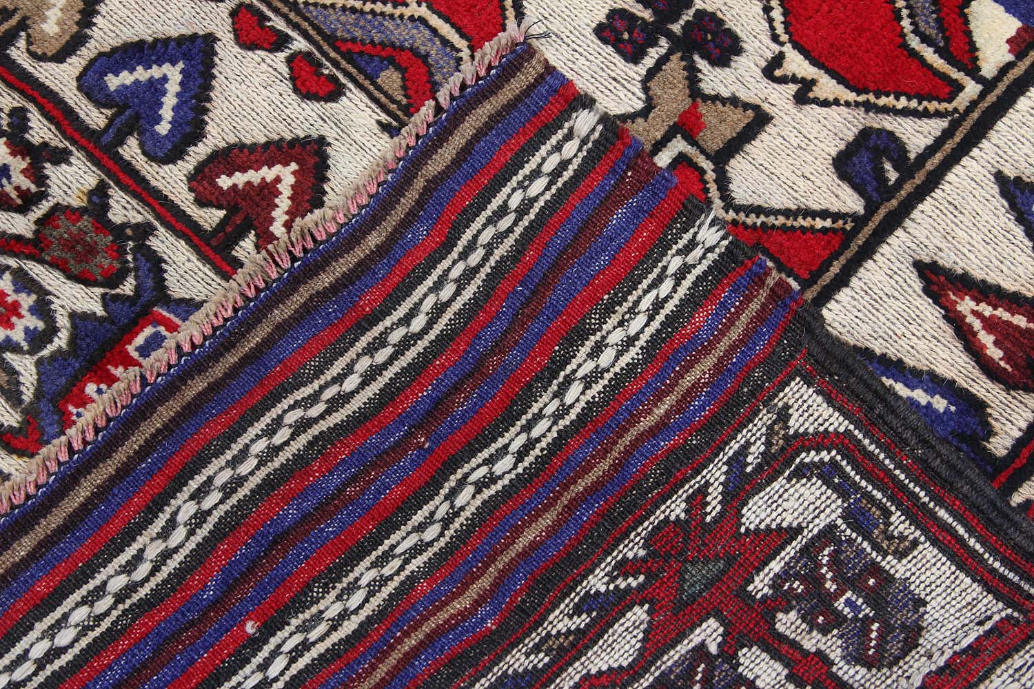 4' 6" x 6' 6 Red Handmade Berjista Afghan Rug Rectangular