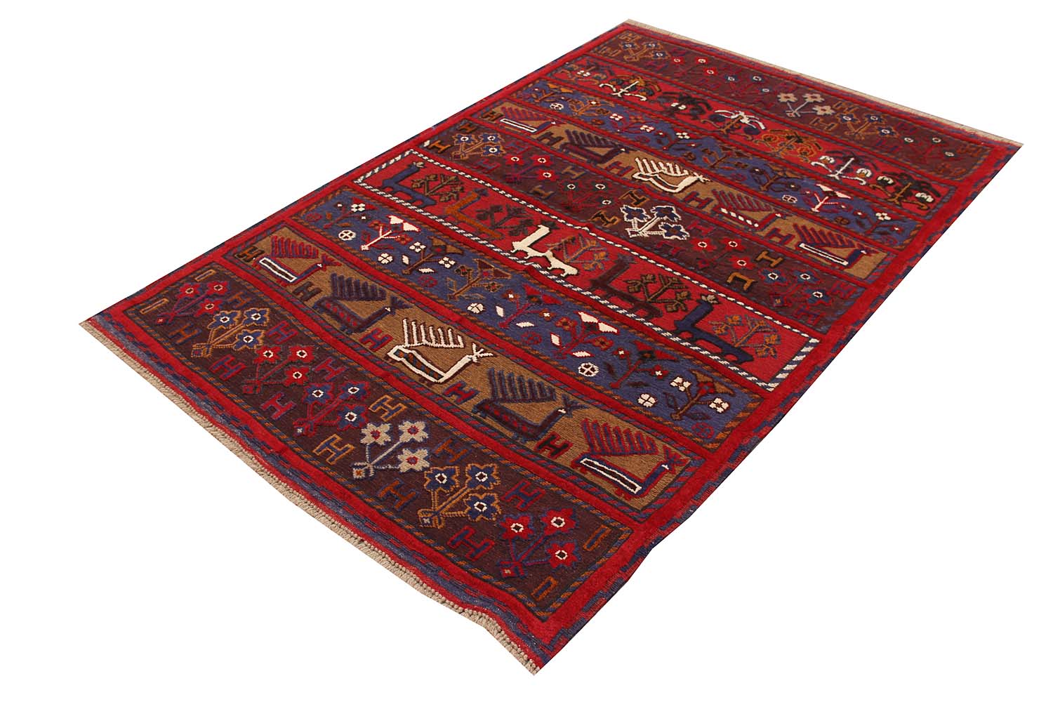 4' 6" x 6' 6 Multi Handmade Berjista Afghan Rug Rectangular