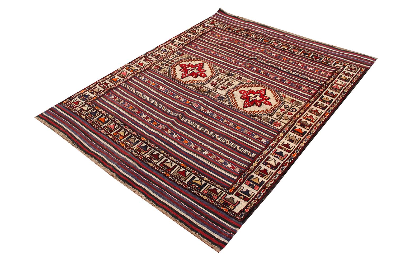 4' x 6' Multi Handmade Berjista Afghan Rug Rectangular
