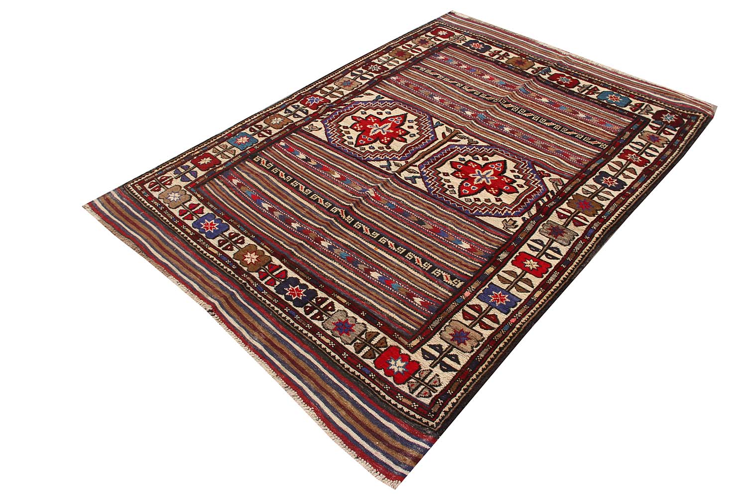 4' 6" x 6' 6 Multi Handmade Berjista Afghan Rug Rectangular