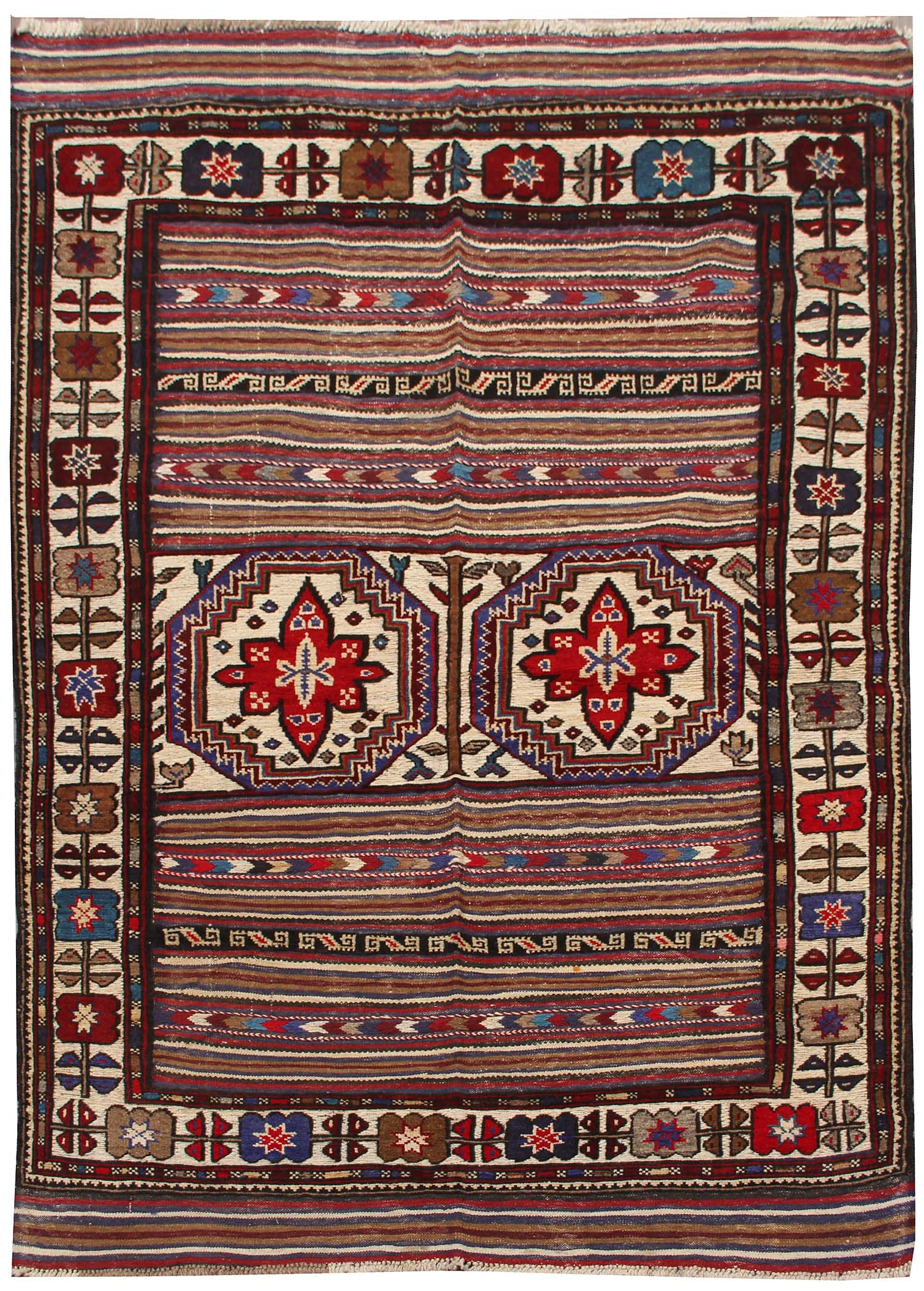 4' 6" x 6' 6 Multi Handmade Berjista Afghan Rug Rectangular