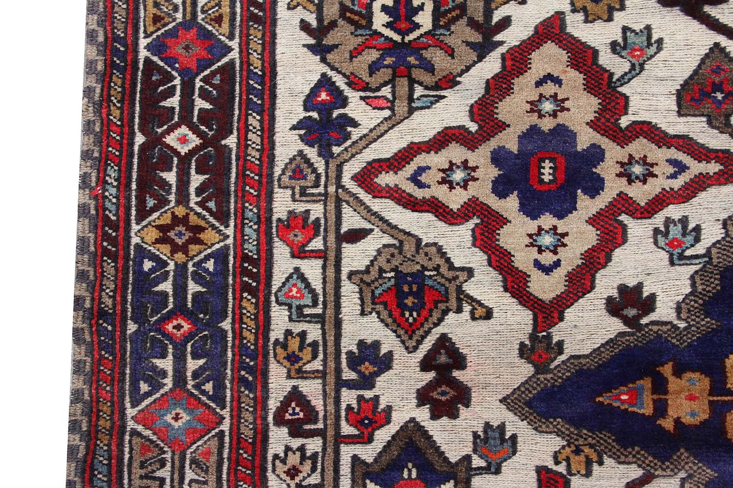 4' 6" x 6' 6 Ivory Handmade Berjista Afghan Rug Rectangular