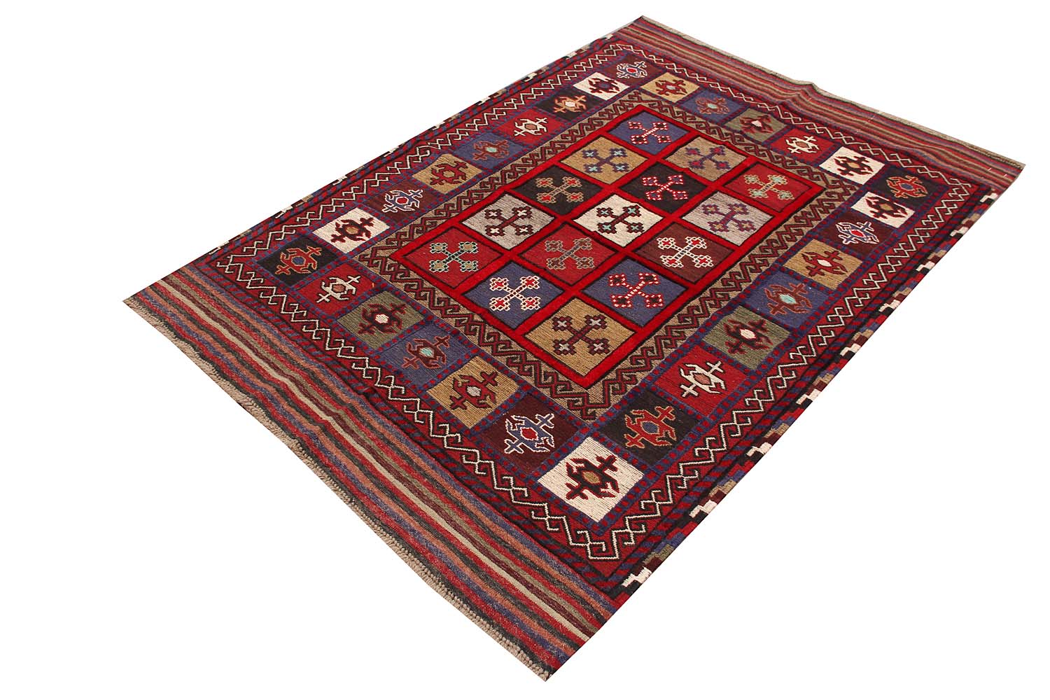 4' 6" x 6' 6 Multi Handmade Berjista Afghan Rug Rectangular