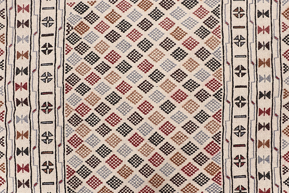 4' x 6' Ivory Handmade Pai Murgh Soumak Kilim Rug Rectangular