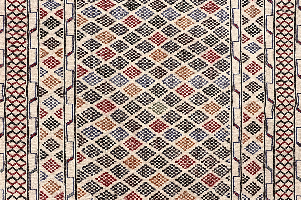 4' x 6' Ivory Handmade Pai Murgh Soumak Kilim Rug Rectangular