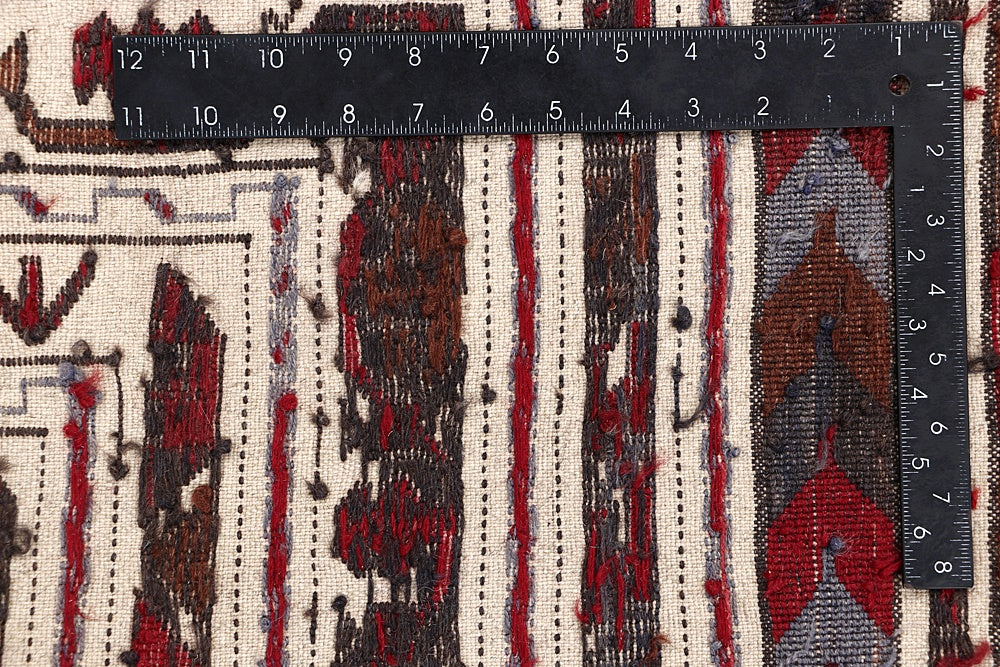 4' x 6' Ivory Handmade Pai Murgh Soumak Kilim Rug Rectangular