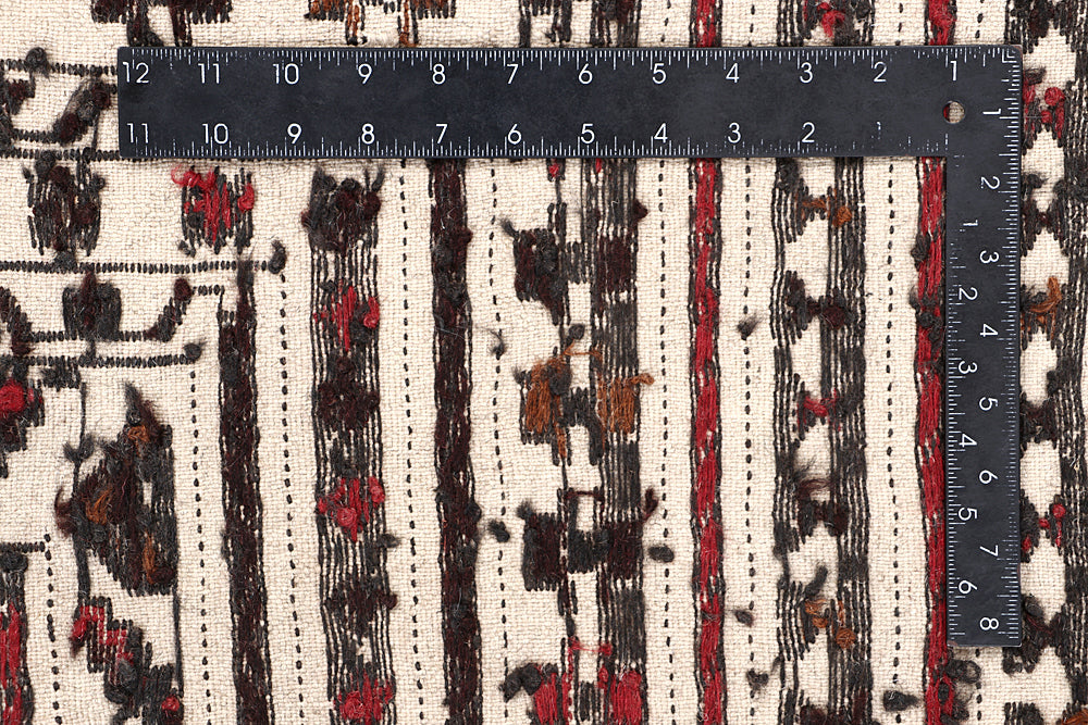 4' 6" x 6' 6 Ivory Handmade Pai Murgh Soumak Kilim Rug Rectangular