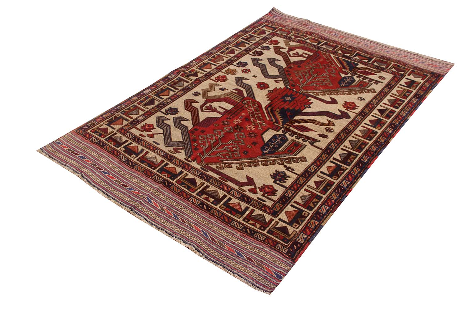 4' x 6' Daar Cheeni Handmade Berjista Afghan Rug Rectangular
