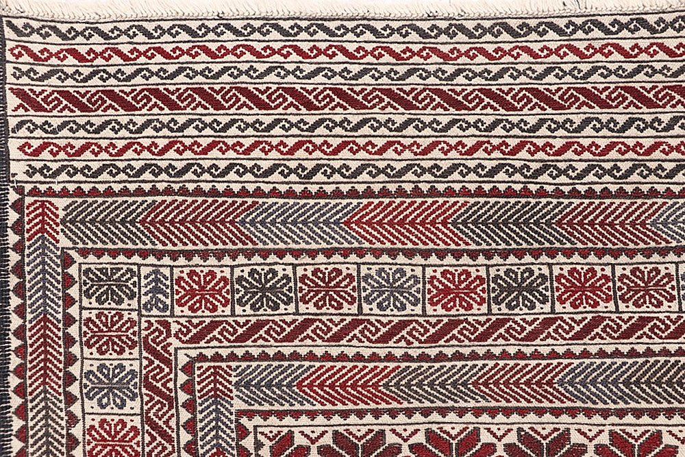 4' x 6' Ivory Handmade Pai Murgh Soumak Kilim Rug Rectangular