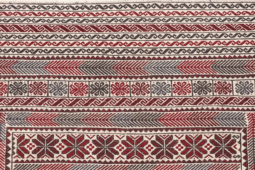 4' x 6' Ivory Handmade Pai Murgh Soumak Kilim Rug Rectangular