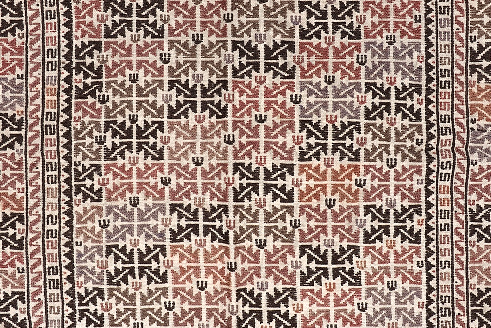 4' x 6' Ivory Handmade Pai Murgh Soumak Kilim Rug Rectangular