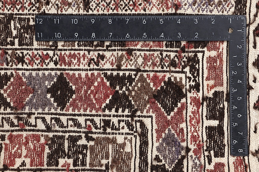 4' x 6' Ivory Handmade Pai Murgh Soumak Kilim Rug Rectangular