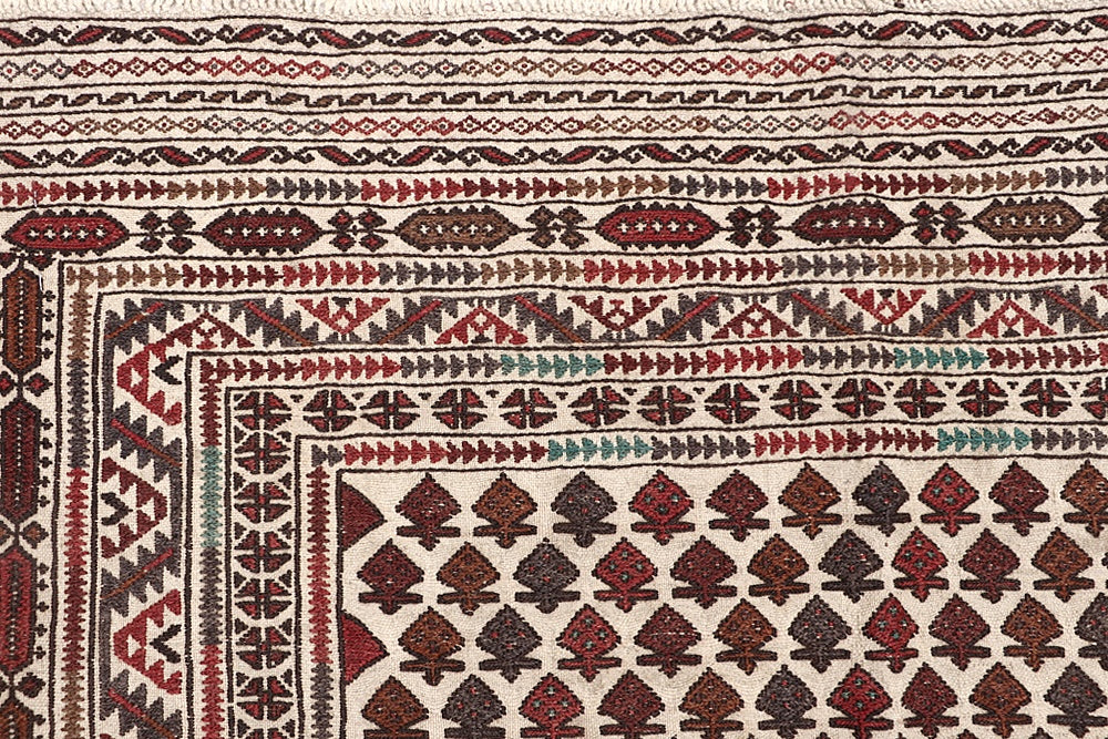 4' x 6' Ivory Handmade Pai Murgh Soumak Kilim Rug Rectangular