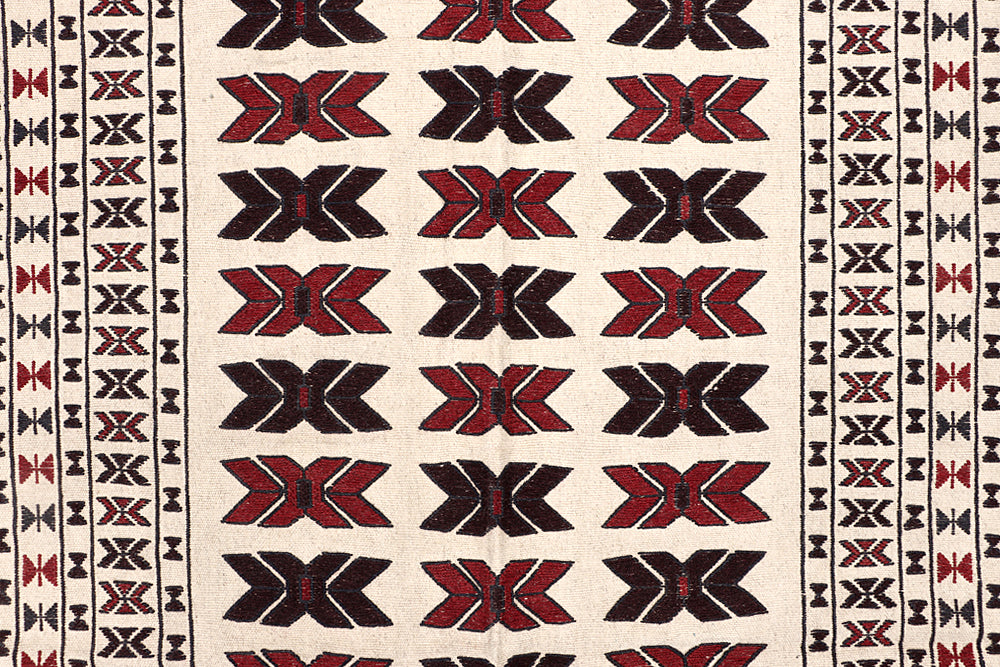 4' x 6' Ivory Handmade Pai Murgh Soumak Kilim Rug Rectangular