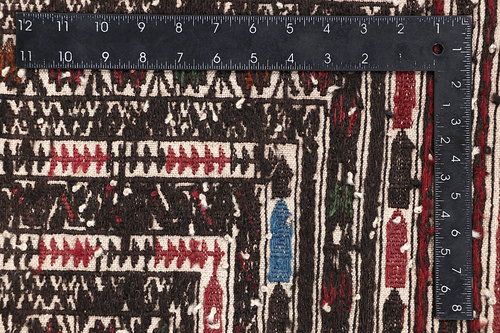 4' 6" x 6' 6 Ivory Handmade Pai Murgh Soumak Kilim Rug Rectangular