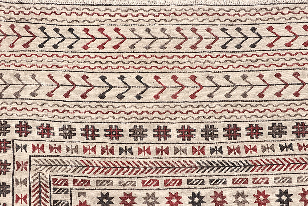 4' x 6' Ivory Handmade Pai Murgh Soumak Kilim Rug Rectangular