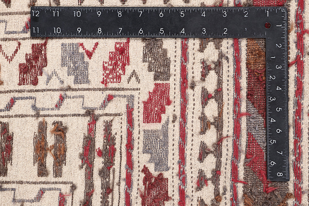 Ivory Handmade Pai Murgh Soumak Kilim Rug Rectangular