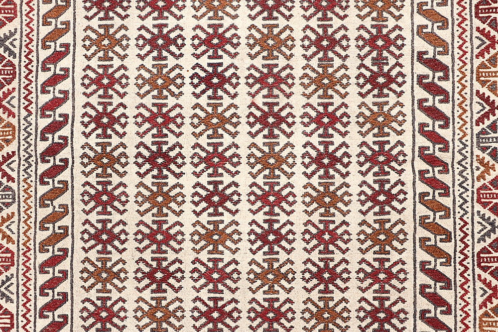 4' x 6' Ivory Handmade Pai Murgh Soumak Kilim Rug Rectangular