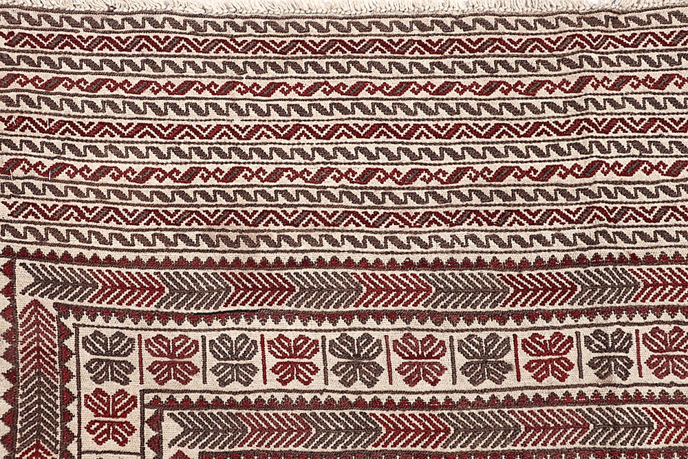 Ivory Handmade Pai Murgh Soumak Kilim Rug Rectangular