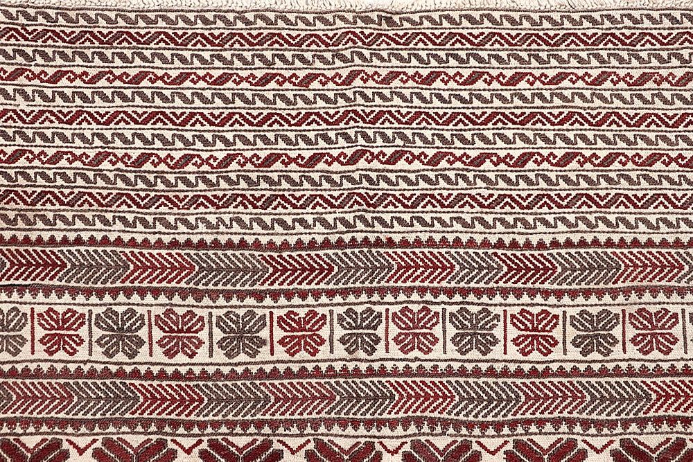 Ivory Handmade Pai Murgh Soumak Kilim Rug Rectangular