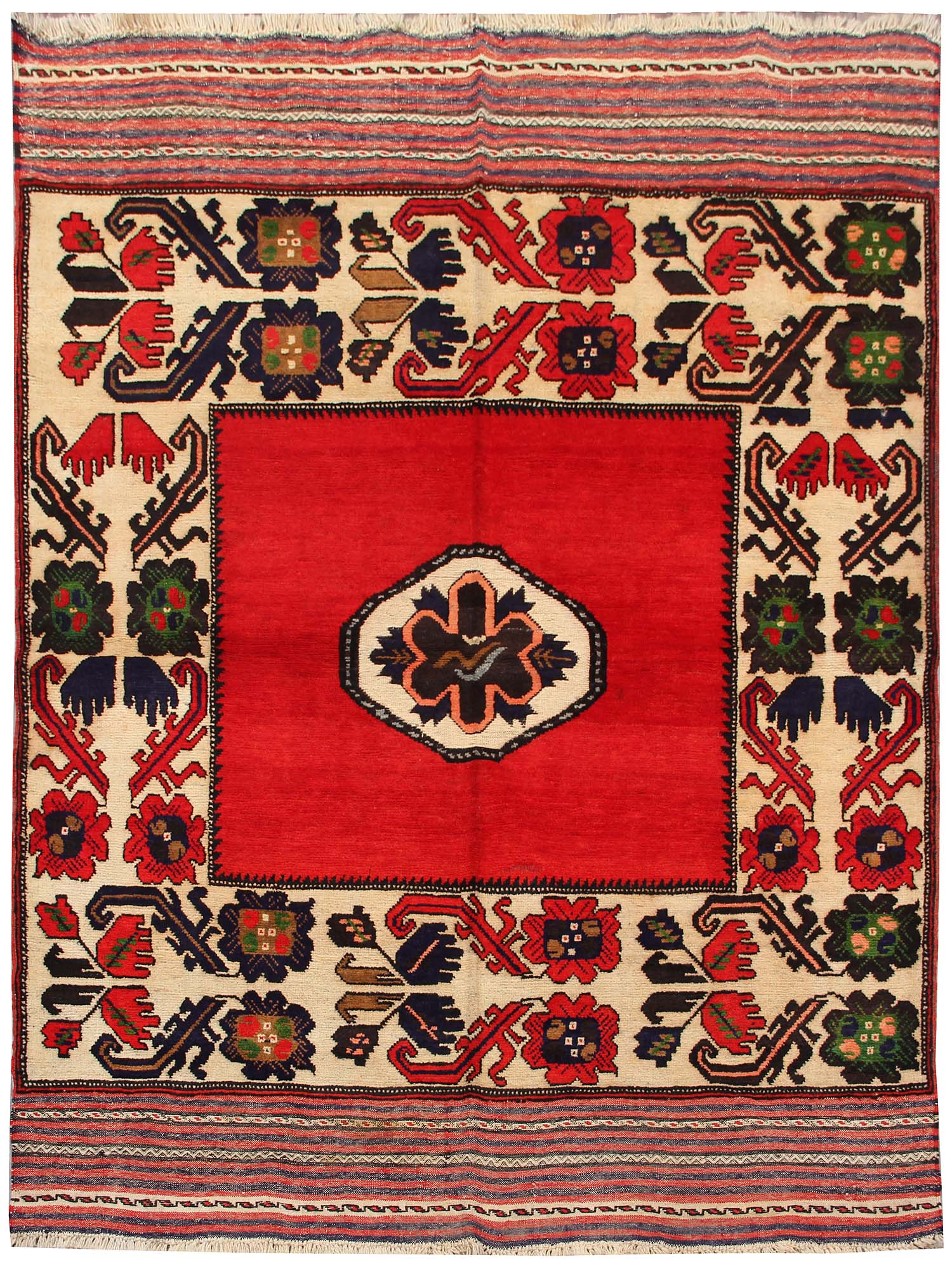 4' 6" x 6' 6 Red Handmade Berjista Afghan Rug Rectangular