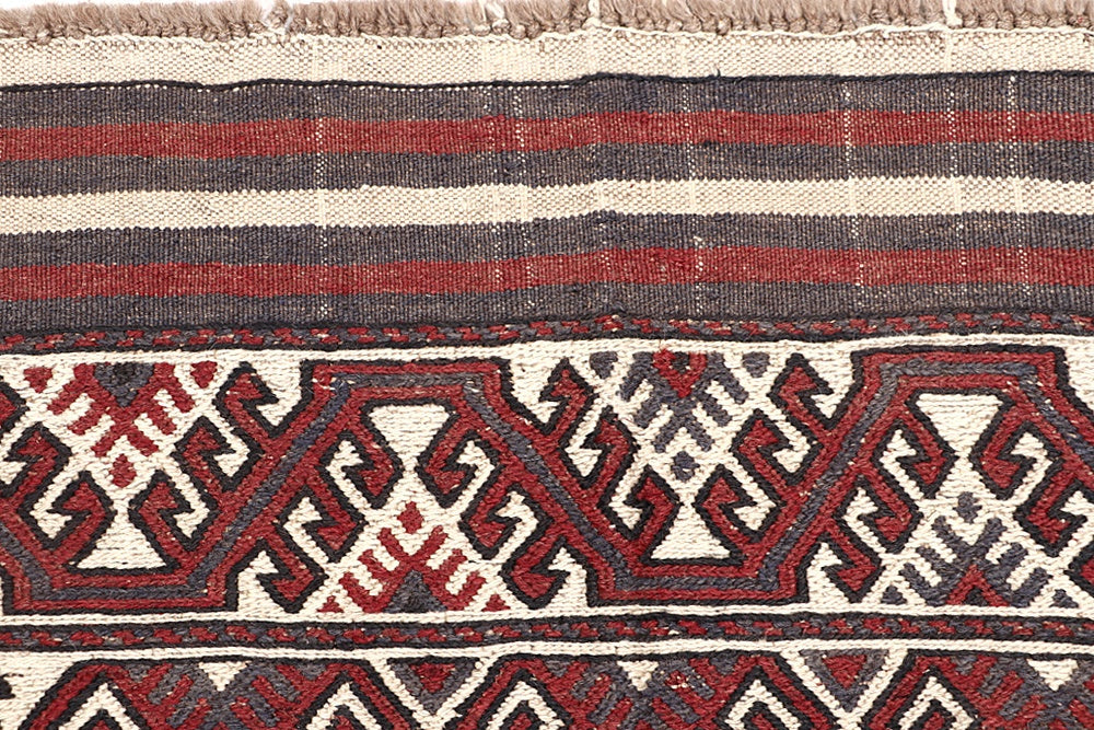 Ivory Handmade Pai Murgh Soumak Kilim Rug Rectangular