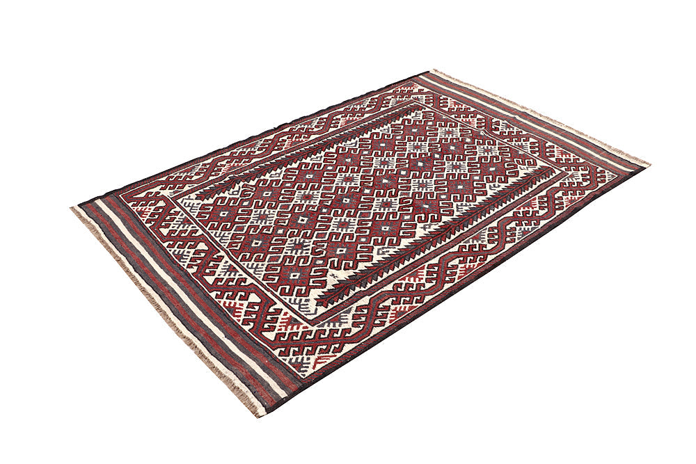 Ivory Handmade Pai Murgh Soumak Kilim Rug Rectangular