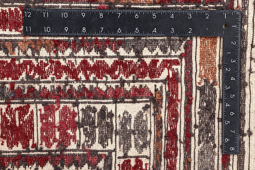 Ivory Handmade Pai Murgh Soumak Kilim Rug Rectangular