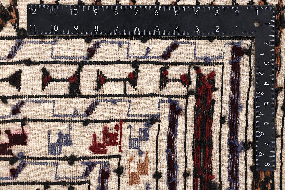 4' x 6' Ivory Handmade Pai Murgh Soumak Kilim Rug Rectangular