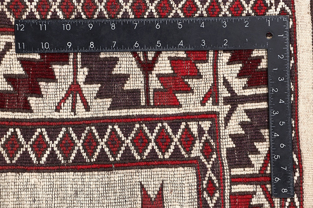 4' x 6' Ivory Handmade Pai Murgh Soumak Kilim Rug Rectangular