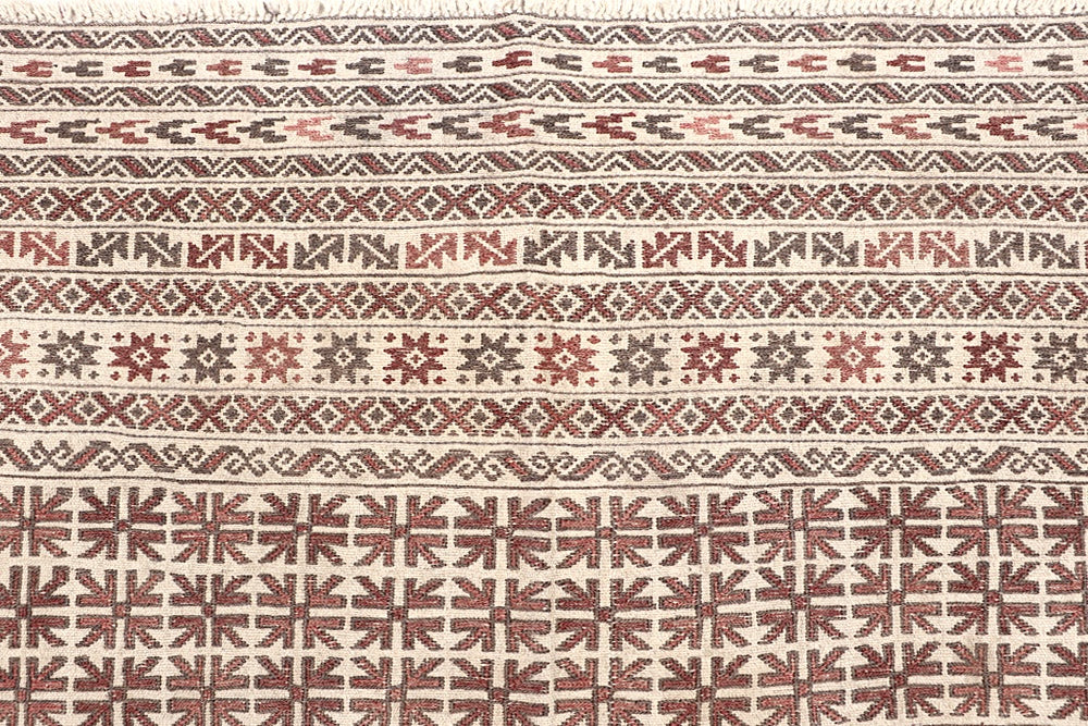 Ivory Handmade Pai Murgh Soumak Kilim Rug Rectangular
