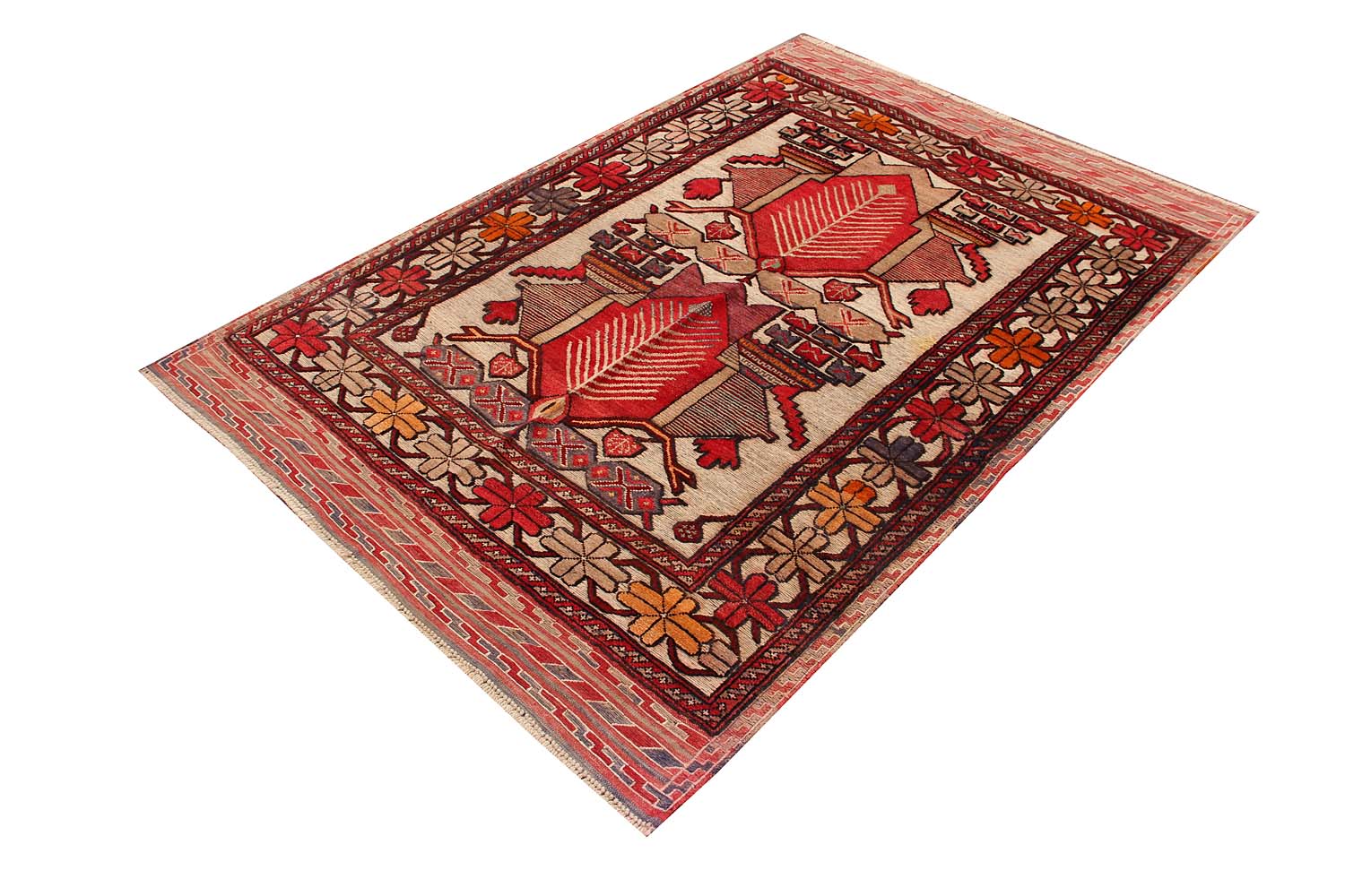 4' 6" x 6' 6 Daar Cheeni Handmade Berjista Afghan Rug Rectangular