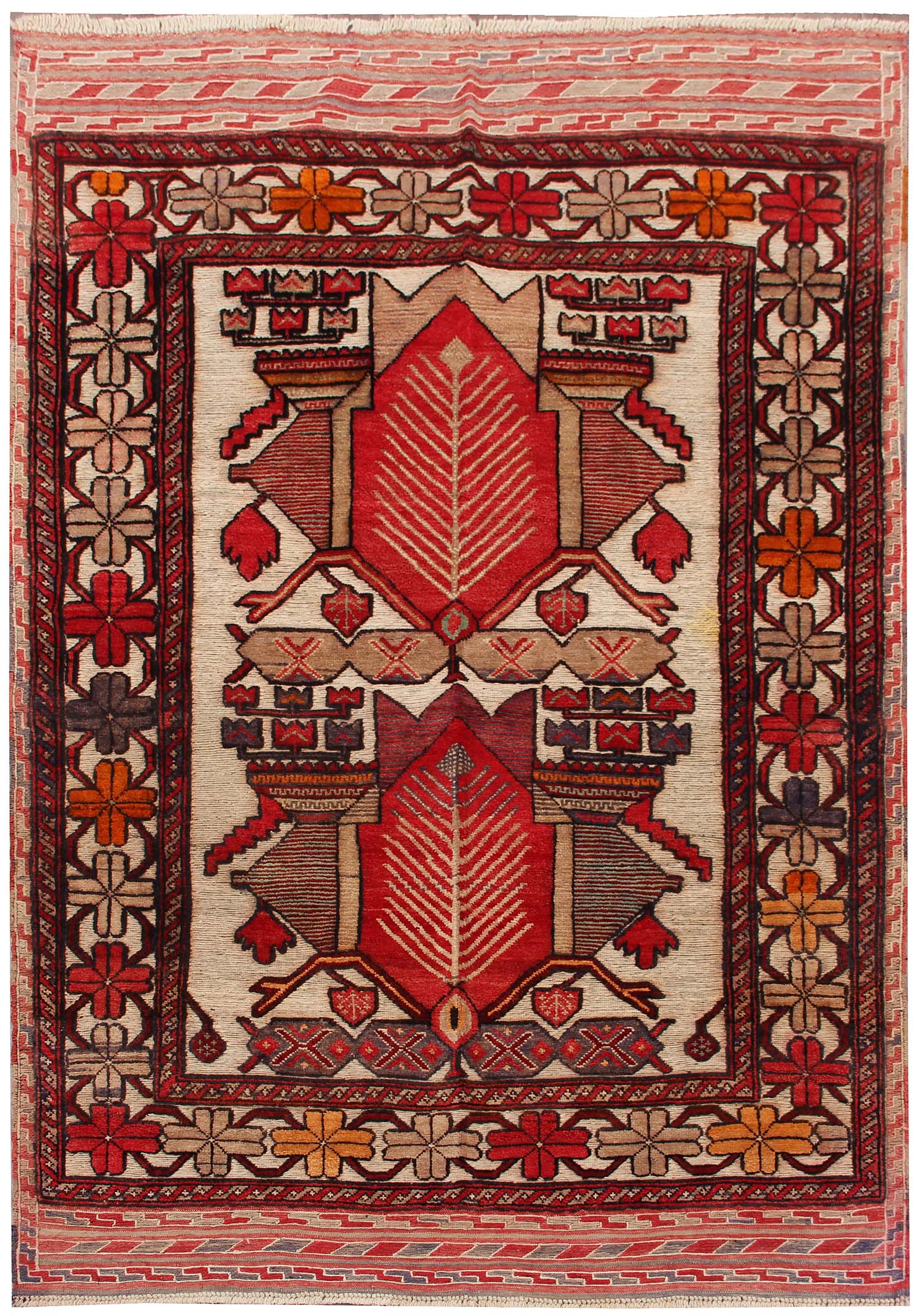 4' 6" x 6' 6 Daar Cheeni Handmade Berjista Afghan Rug Rectangular