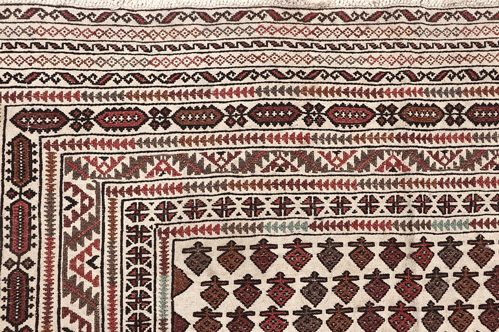 4' x 6' Ivory Handmade Pai Murgh Soumak Kilim Rug Rectangular