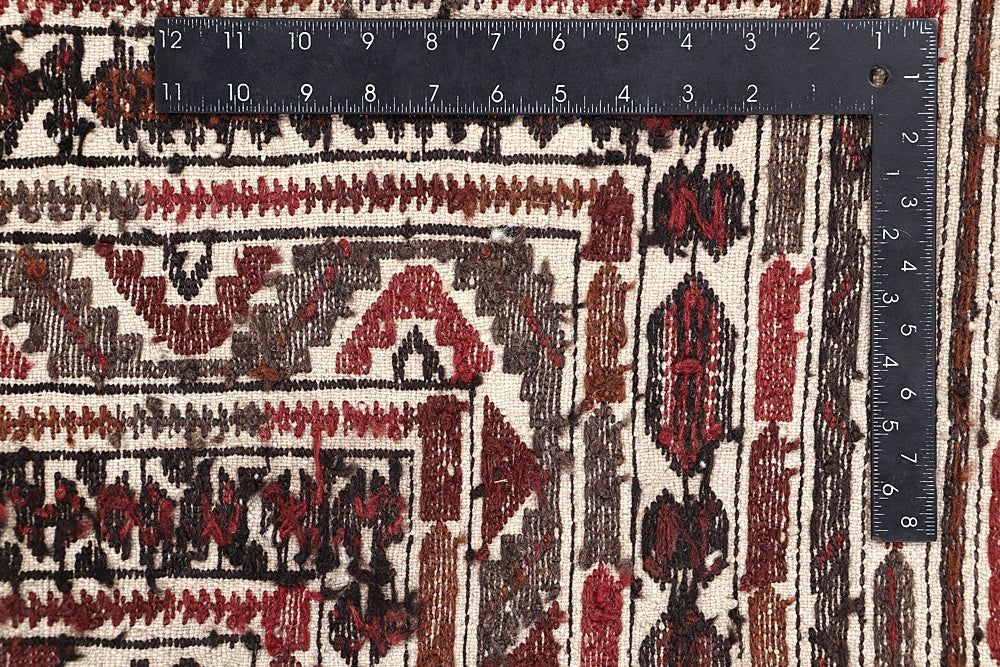 4' x 6' Ivory Handmade Pai Murgh Soumak Kilim Rug Rectangular