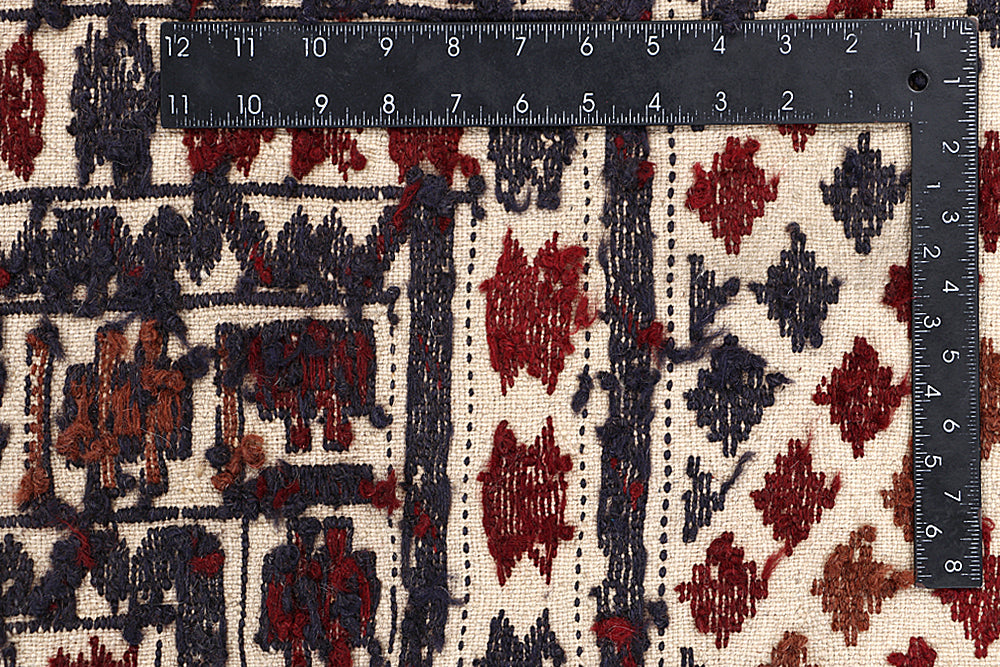 4' x 6' Ivory Handmade Pai Murgh Soumak Kilim Rug Rectangular