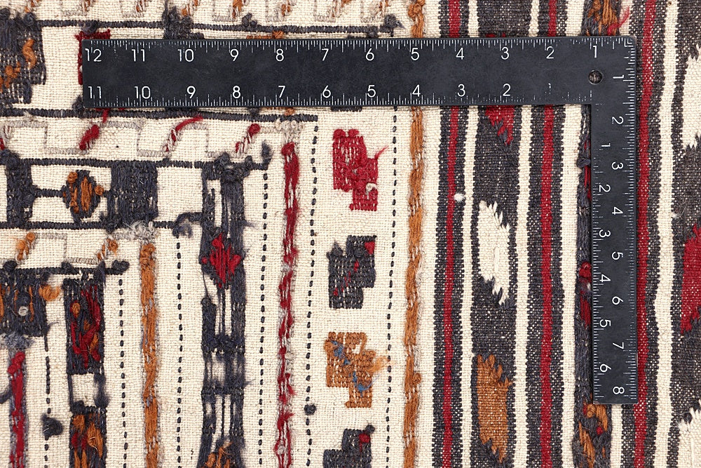 Ivory Handmade Pai Murgh Soumak Kilim Rug Rectangular