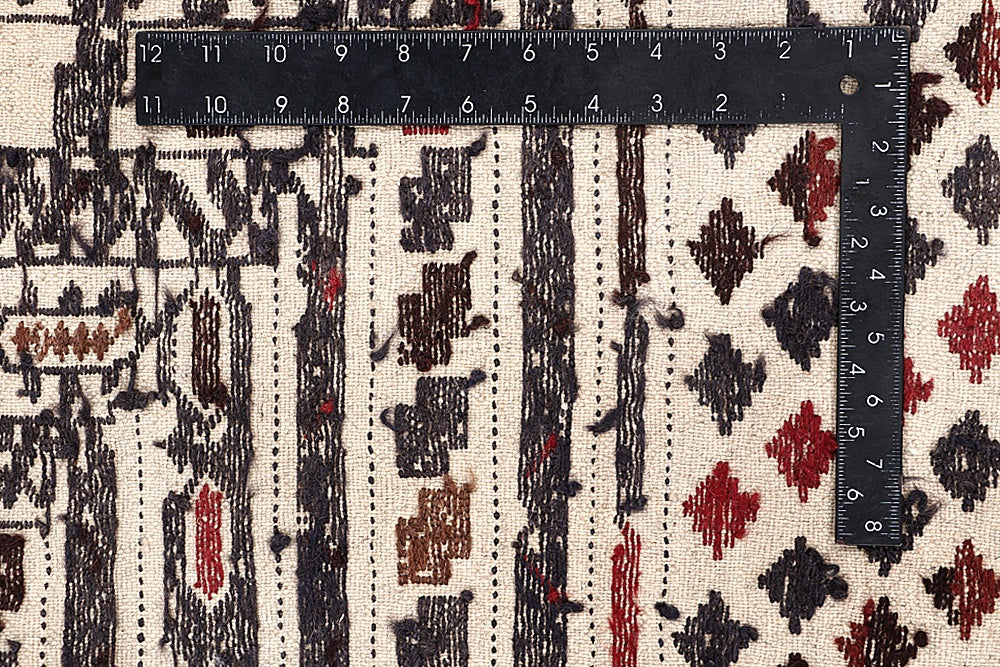 Ivory Handmade Pai Murgh Soumak Kilim Rug Rectangular