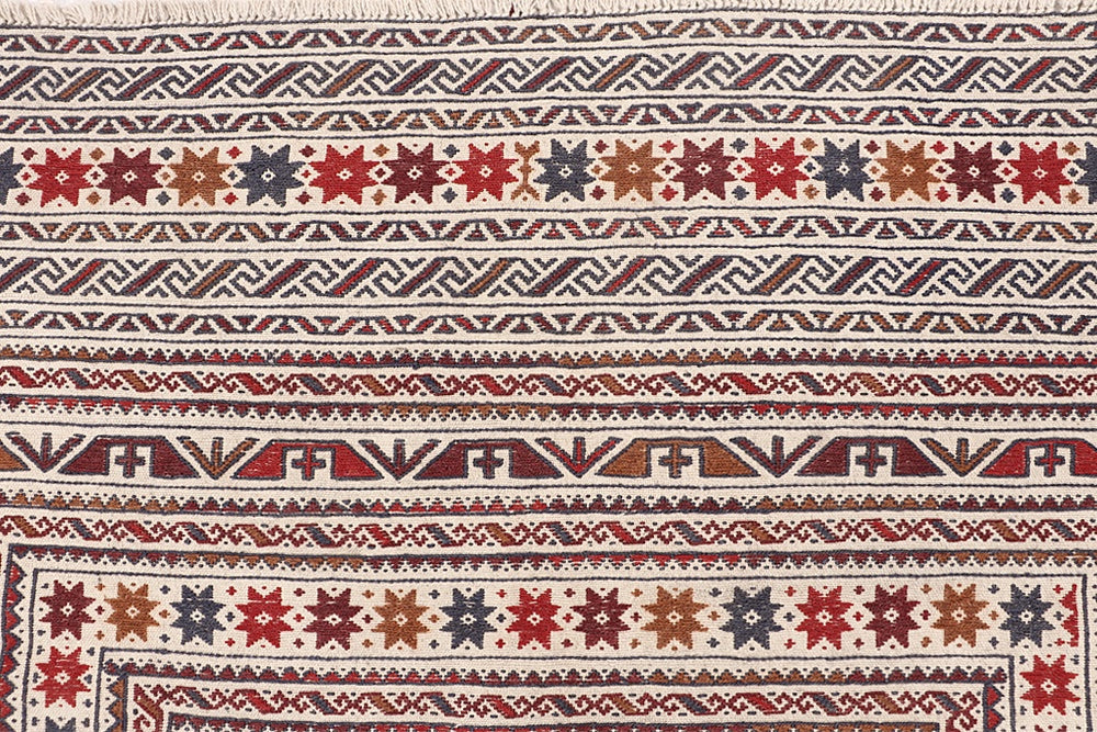 Ivory Handmade Pai Murgh Soumak Kilim Rug Rectangular