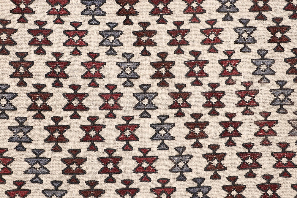 4' x 6' Ivory Handmade Pai Murgh Soumak Kilim Rug Rectangular
