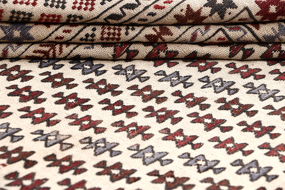 4' x 6' Ivory Handmade Pai Murgh Soumak Kilim Rug Rectangular
