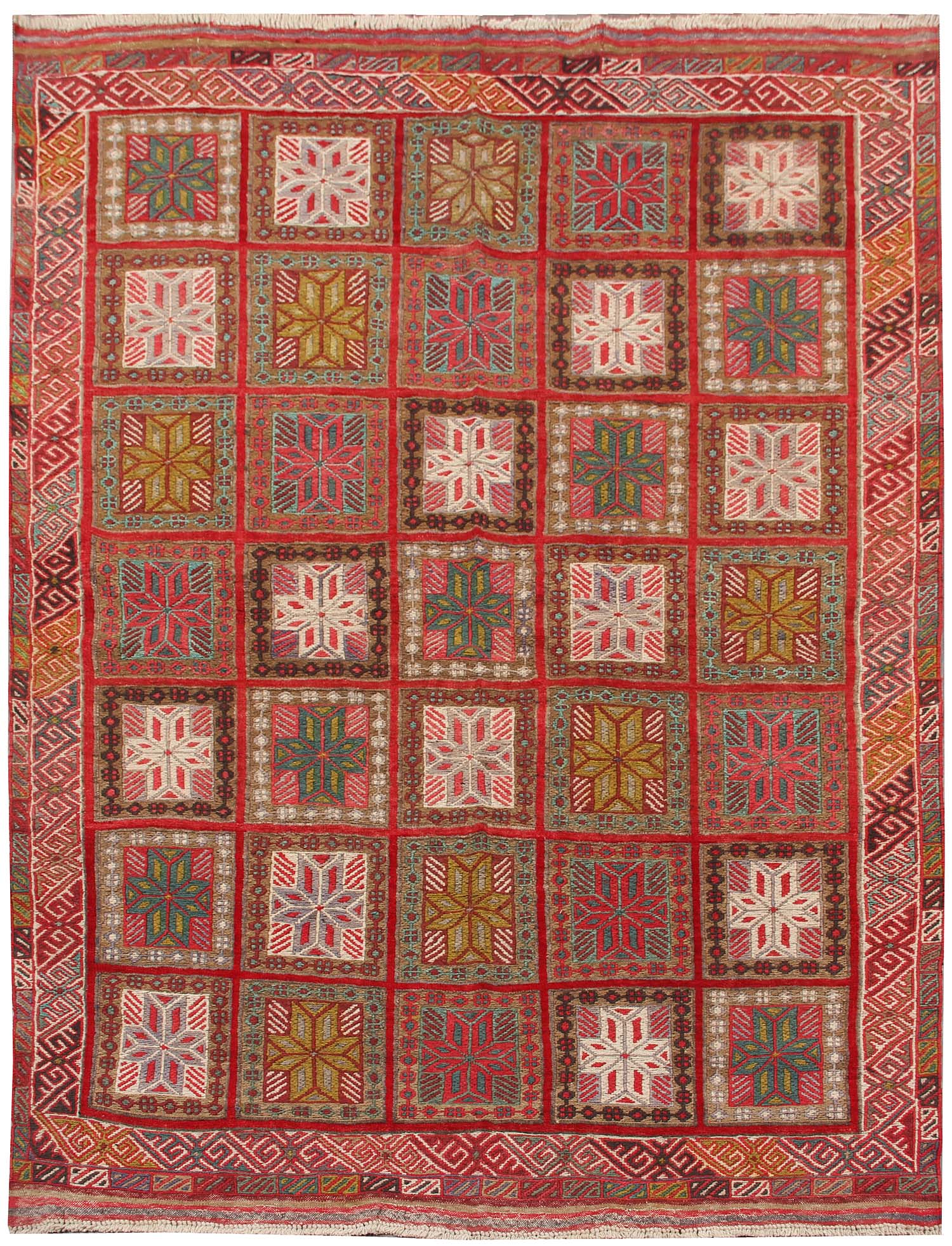 4' 6" x 6' 6 Multi Handmade Berjista Afghan Rug Rectangular
