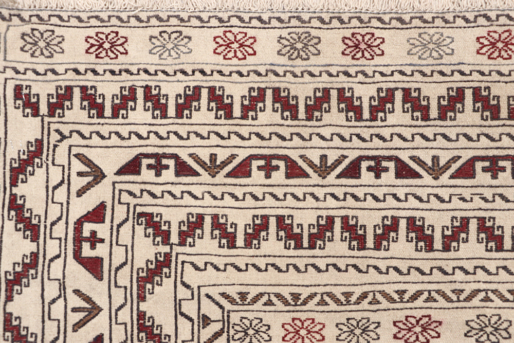 4' x 6' Ivory Handmade Pai Murgh Soumak Kilim Rug Rectangular