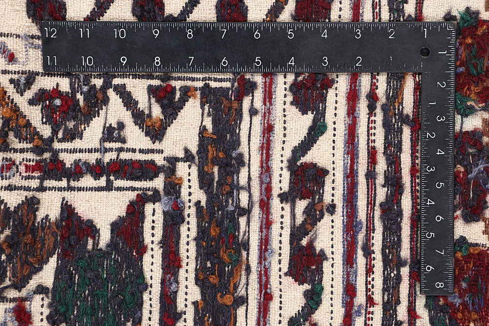 Ivory Handmade Pai Murgh Soumak Kilim Rug Rectangular