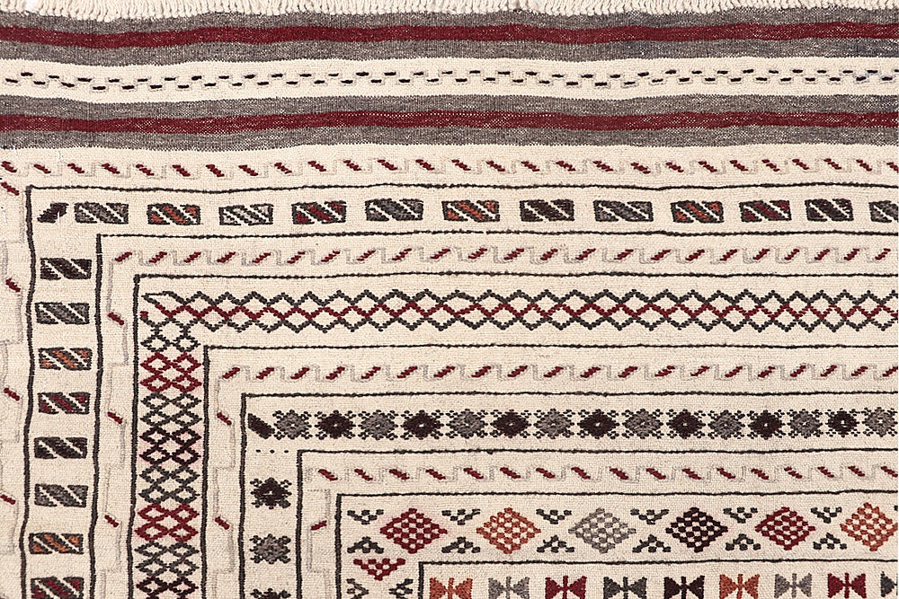 4' x 6' Ivory Handmade Pai Murgh Soumak Kilim Rug Rectangular