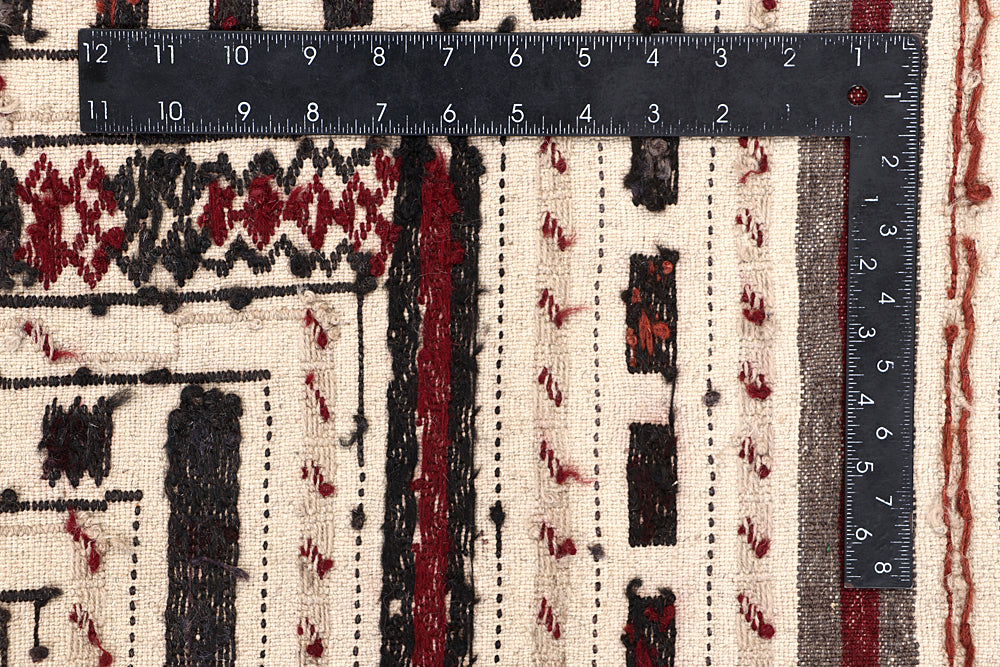 4' x 6' Ivory Handmade Pai Murgh Soumak Kilim Rug Rectangular