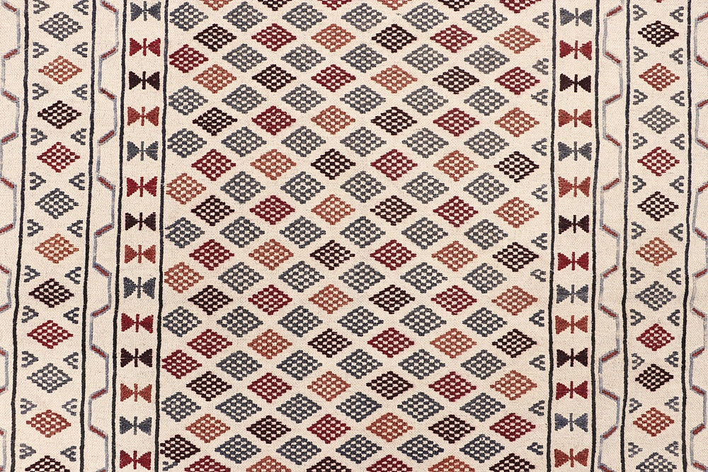 4' x 6' Ivory Handmade Pai Murgh Soumak Kilim Rug Rectangular