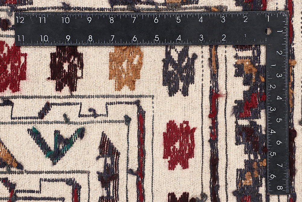 Ivory Handmade Pai Murgh Soumak Kilim Rug Rectangular