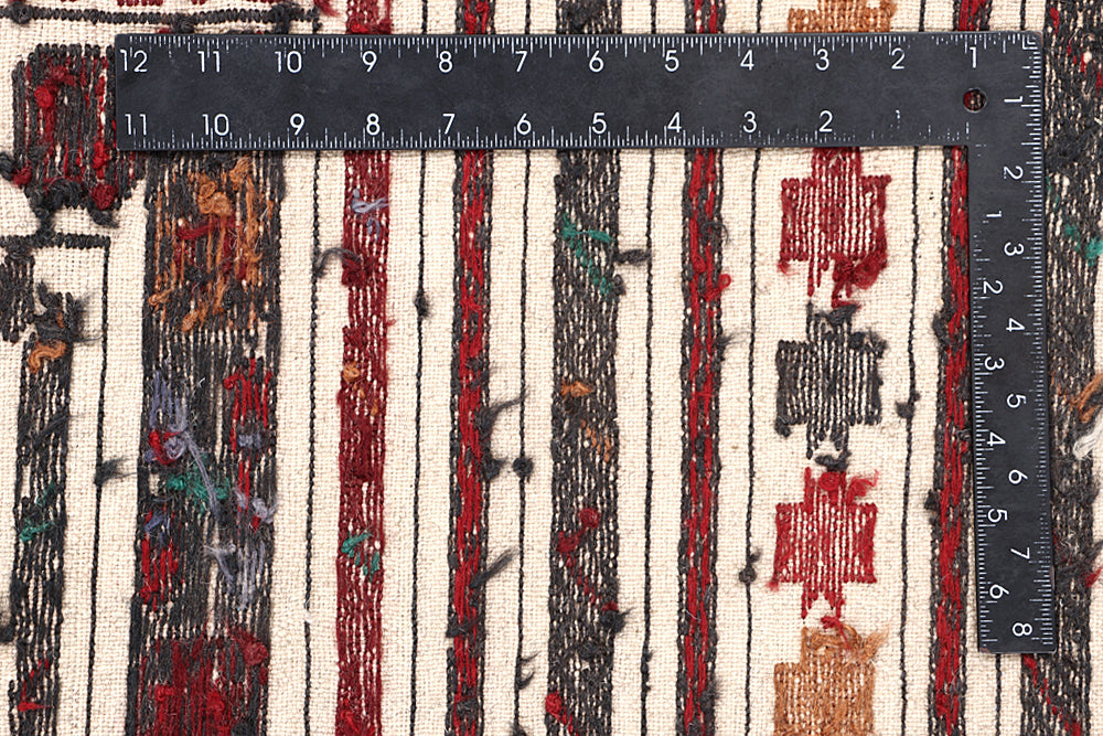 4' x 6' Ivory Handmade Pai Murgh Soumak Kilim Rug Rectangular