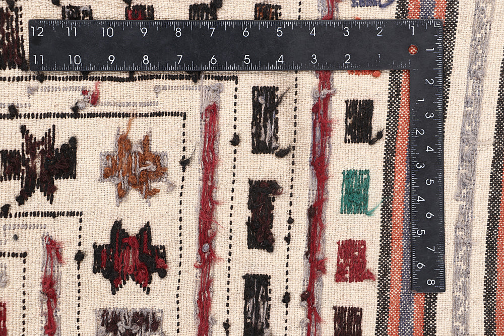 4' x 6' Ivory Handmade Pai Murgh Soumak Kilim Rug Rectangular